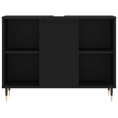 vidaXL Ensemble de meubles de salle de bain 3 pcs Noir Bois d'ingénierie