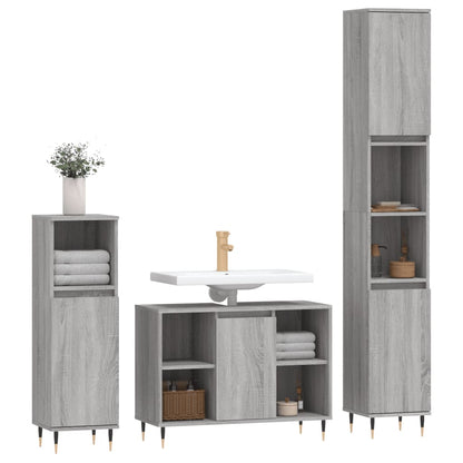 vidaXL Ensemble de meubles de salle de bain 3 pcs Gris Aggloméré Sonoma