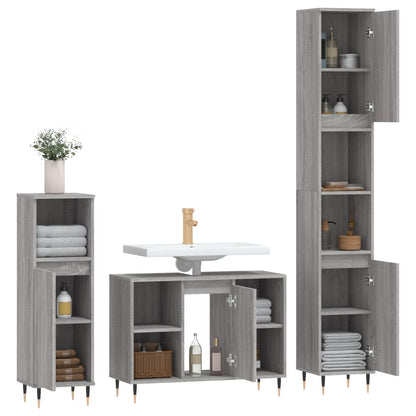 vidaXL Ensemble de meubles de salle de bain 3 pcs Gris Aggloméré Sonoma
