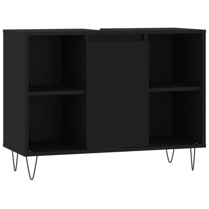 vidaXL 3-tlg. Badmöbel-Set Schwarz Holzwerkstoff