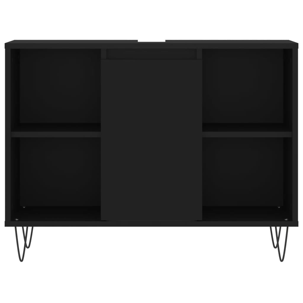 vidaXL 3-tlg. Badmöbel-Set Schwarz Holzwerkstoff