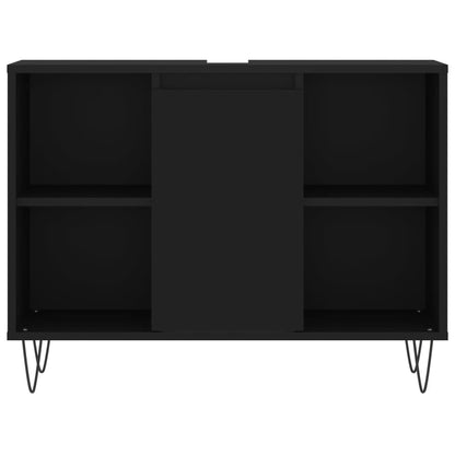 vidaXL 3-tlg. Badmöbel-Set Schwarz Holzwerkstoff
