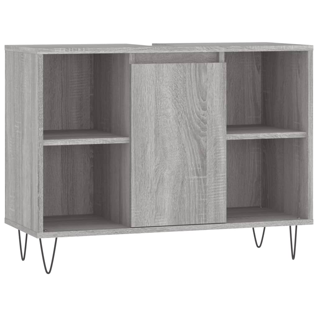 vidaXL 3-tlg. Badmöbel-Set Grau Sonoma Holzwerkstoff