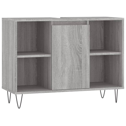 vidaXL 3-tlg. Badmöbel-Set Grau Sonoma Holzwerkstoff