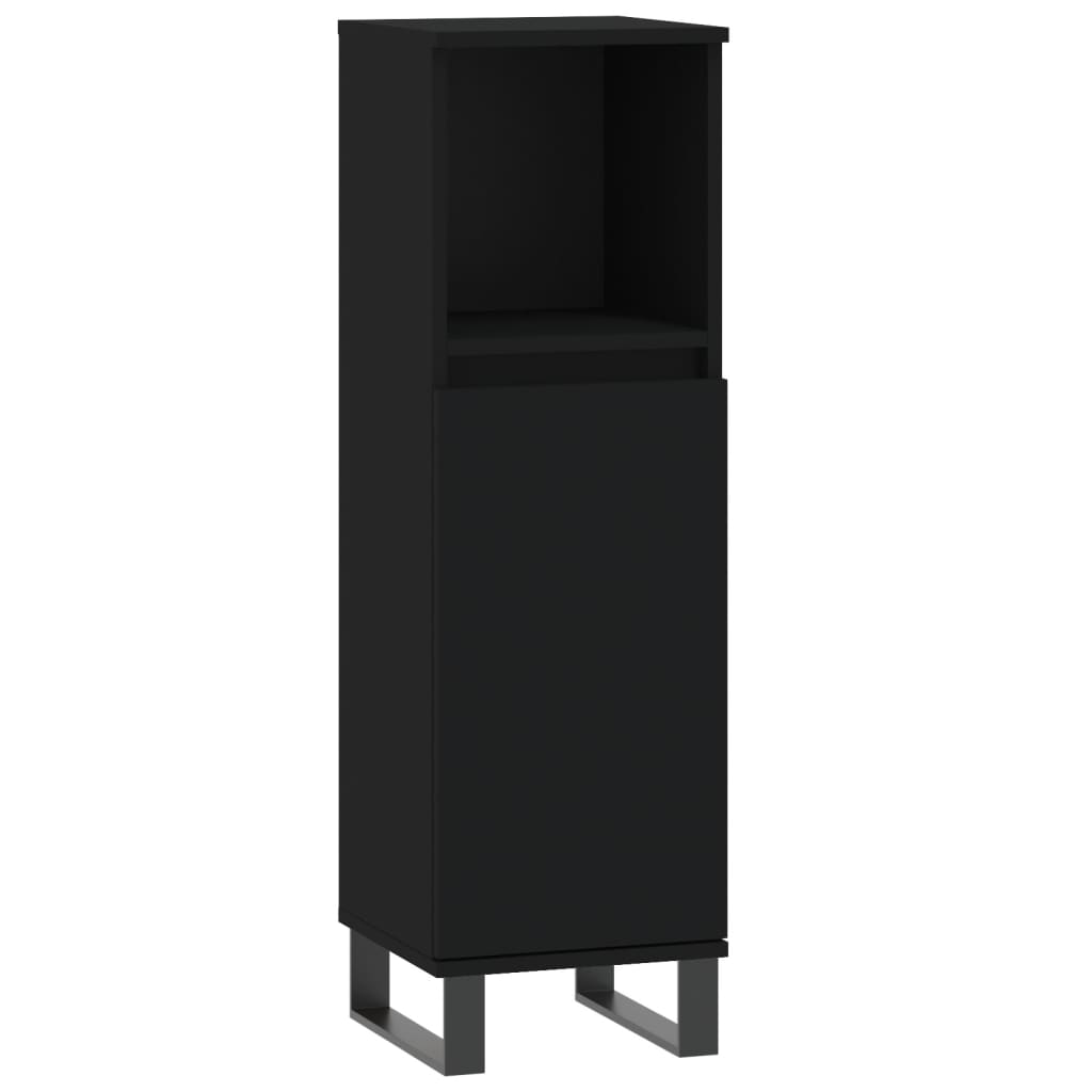 vidaXL 3-tlg. Badmöbel-Set Schwarz Holzwerkstoff