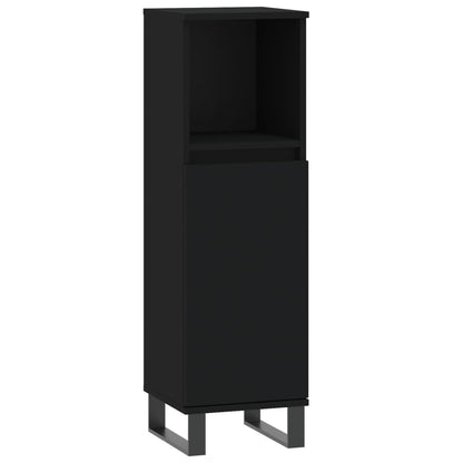 vidaXL 3-tlg. Badmöbel-Set Schwarz Holzwerkstoff