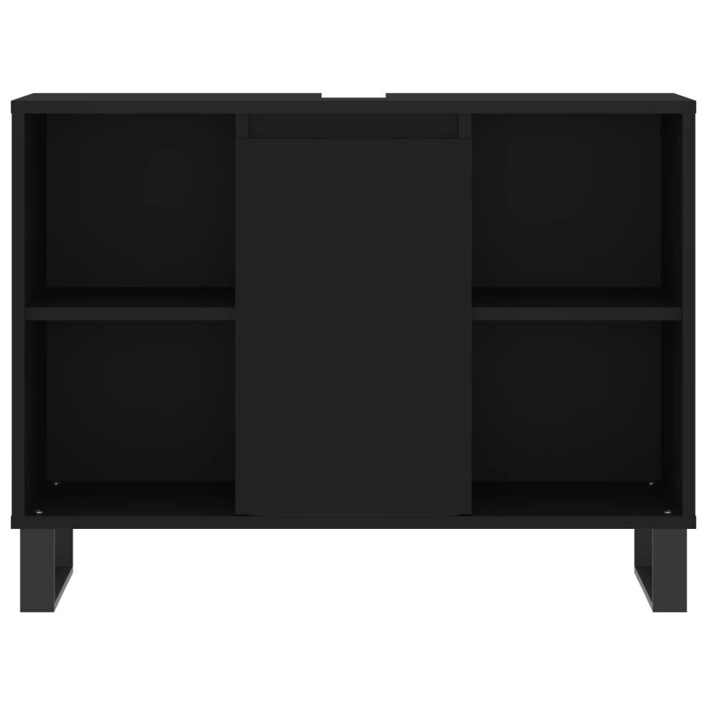 vidaXL 3-tlg. Badmöbel-Set Schwarz Holzwerkstoff