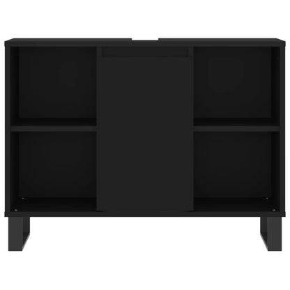 vidaXL 3-tlg. Badmöbel-Set Schwarz Holzwerkstoff