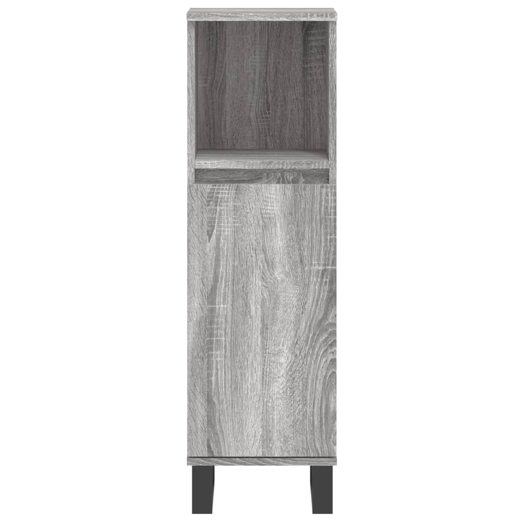 vidaXL 3-tlg. Badmöbel-Set Grau Sonoma Holzwerkstoff