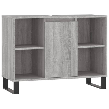 vidaXL 3-tlg. Badmöbel-Set Grau Sonoma Holzwerkstoff