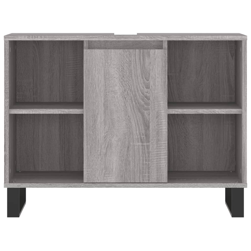 vidaXL 3-tlg. Badmöbel-Set Grau Sonoma Holzwerkstoff