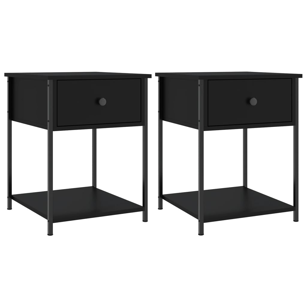 vidaXL Tables de chevet 2 pcs Noir 44x45x58 cm Bois d'ingénierie