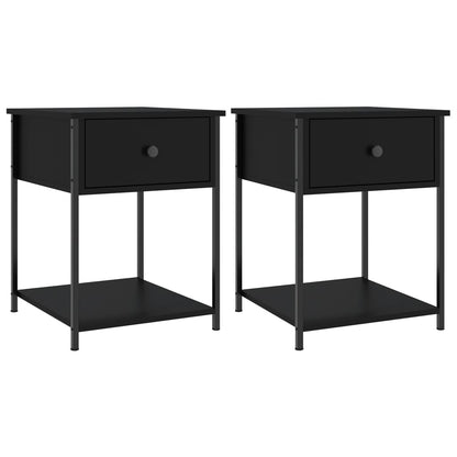 vidaXL Tables de chevet 2 pcs Noir 44x45x58 cm Bois d'ingénierie