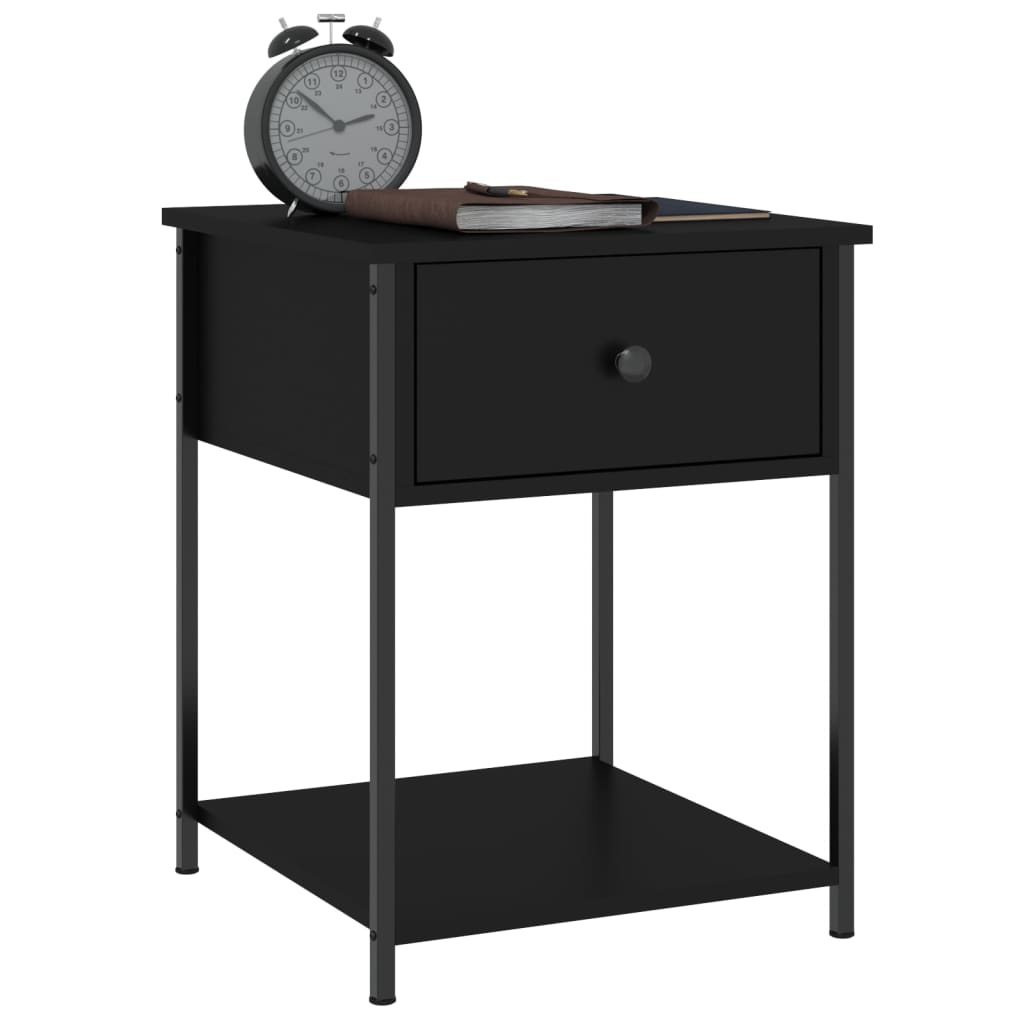 vidaXL Tables de chevet 2 pcs Noir 44x45x58 cm Bois d'ingénierie