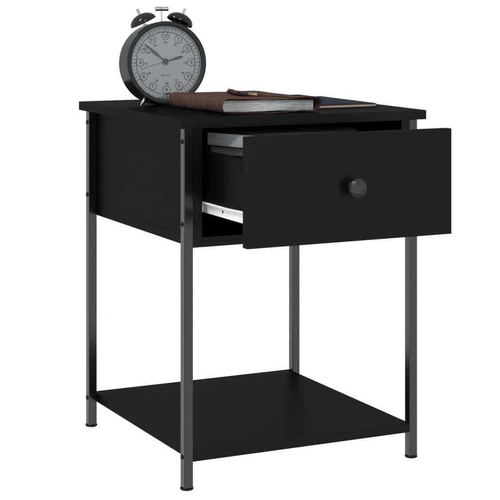 vidaXL Tables de chevet 2 pcs Noir 44x45x58 cm Bois d'ingénierie