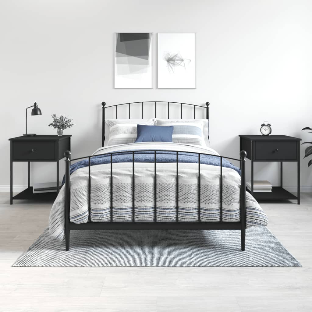 vidaXL Tables de chevet 2 pcs Noir 44x45x58 cm Bois d'ingénierie