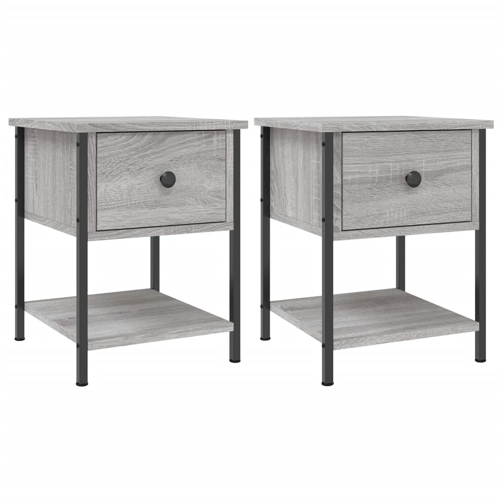 vidaXL Nachttische 2 Stk. Grau Sonoma 34x35,5x45 cm Holzwerkstoff