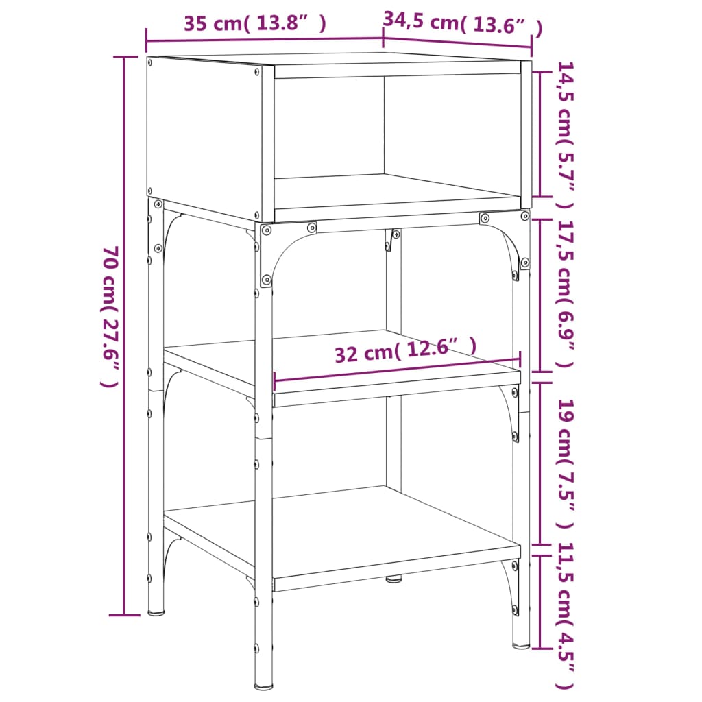 vidaXL Nachttisch Schwarz 35x34,5x70 cm Holzwerkstoff