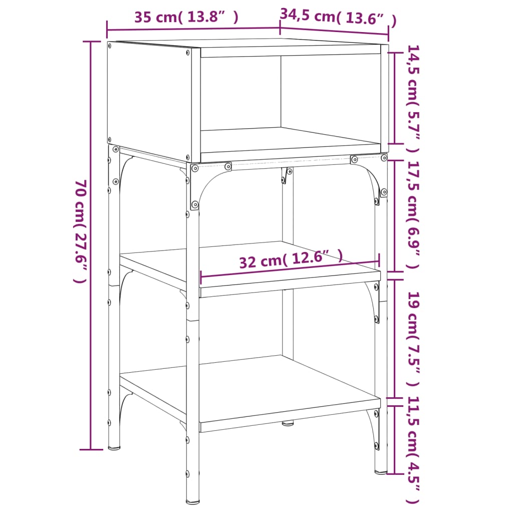 vidaXL Nachttisch Sonoma-Eiche 35x34,5x70 cm Holzwerkstoff