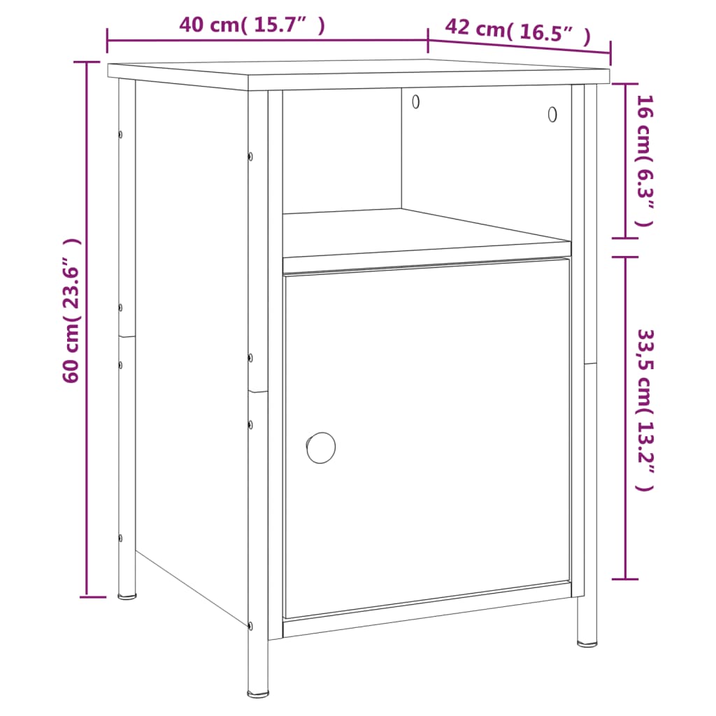 vidaXL Nachttisch Sonoma-Eiche 40x42x60 cm Holzwerkstoff