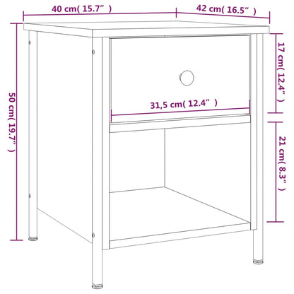 vidaXL Nachttische 2 Stk. Sonoma-Eiche 40x42x50 cm Holzwerkstoff