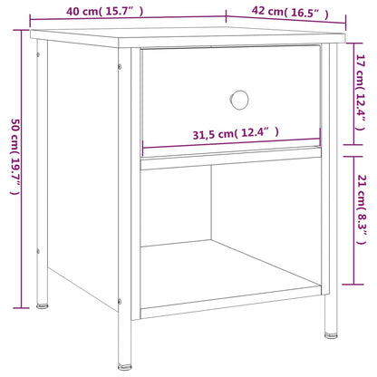 vidaXL Nachttische 2 Stk. Grau Sonoma 40x42x50 cm Holzwerkstoff