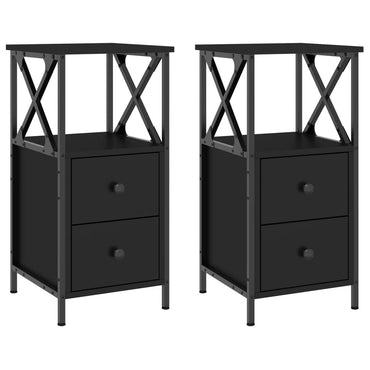 vidaXL Nachttische 2 Stk. Schwarz 34x35,5x70 cm Holzwerkstoff