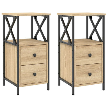 vidaXL Nachttische 2 Stk. Sonoma-Eiche 34x35,5x70 cm Holzwerkstoff