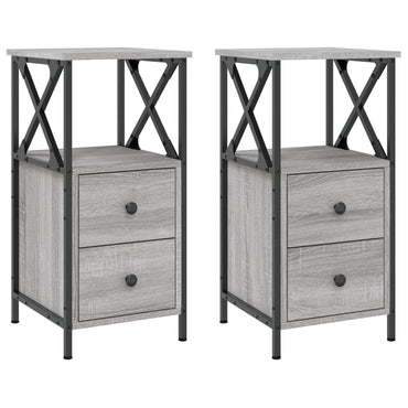 vidaXL Nachttische 2 Stk. Grau Sonoma 34x35,5x70 cm Holzwerkstoff