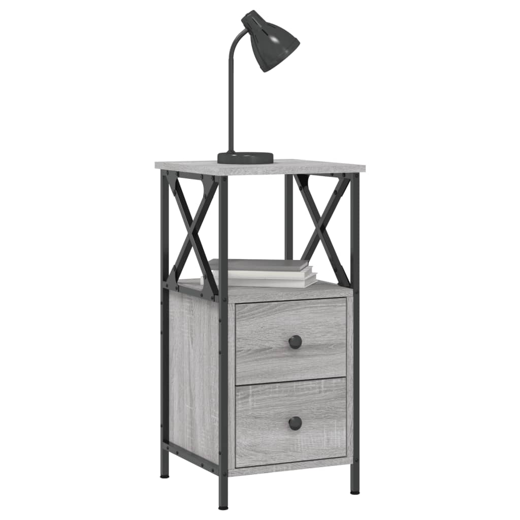 vidaXL Nachttische 2 Stk. Grau Sonoma 34x35,5x70 cm Holzwerkstoff