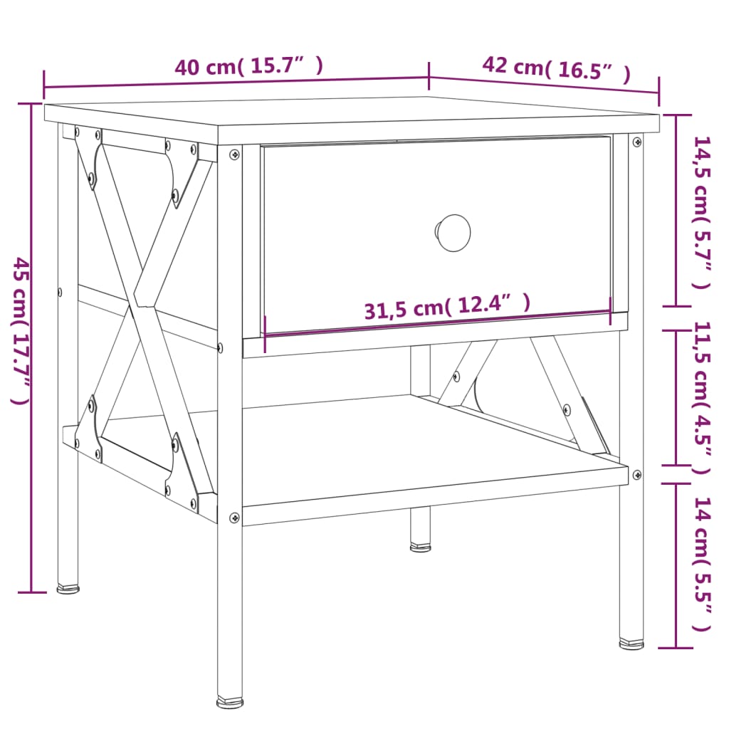 vidaXL Nachttische 2 Stk. Sonoma-Eiche 40x42x45 cm Holzwerkstoff