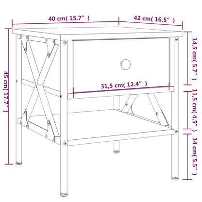 vidaXL Nachttisch Grau Sonoma-Eiche 40x42x45 cm Holzwerkstoff