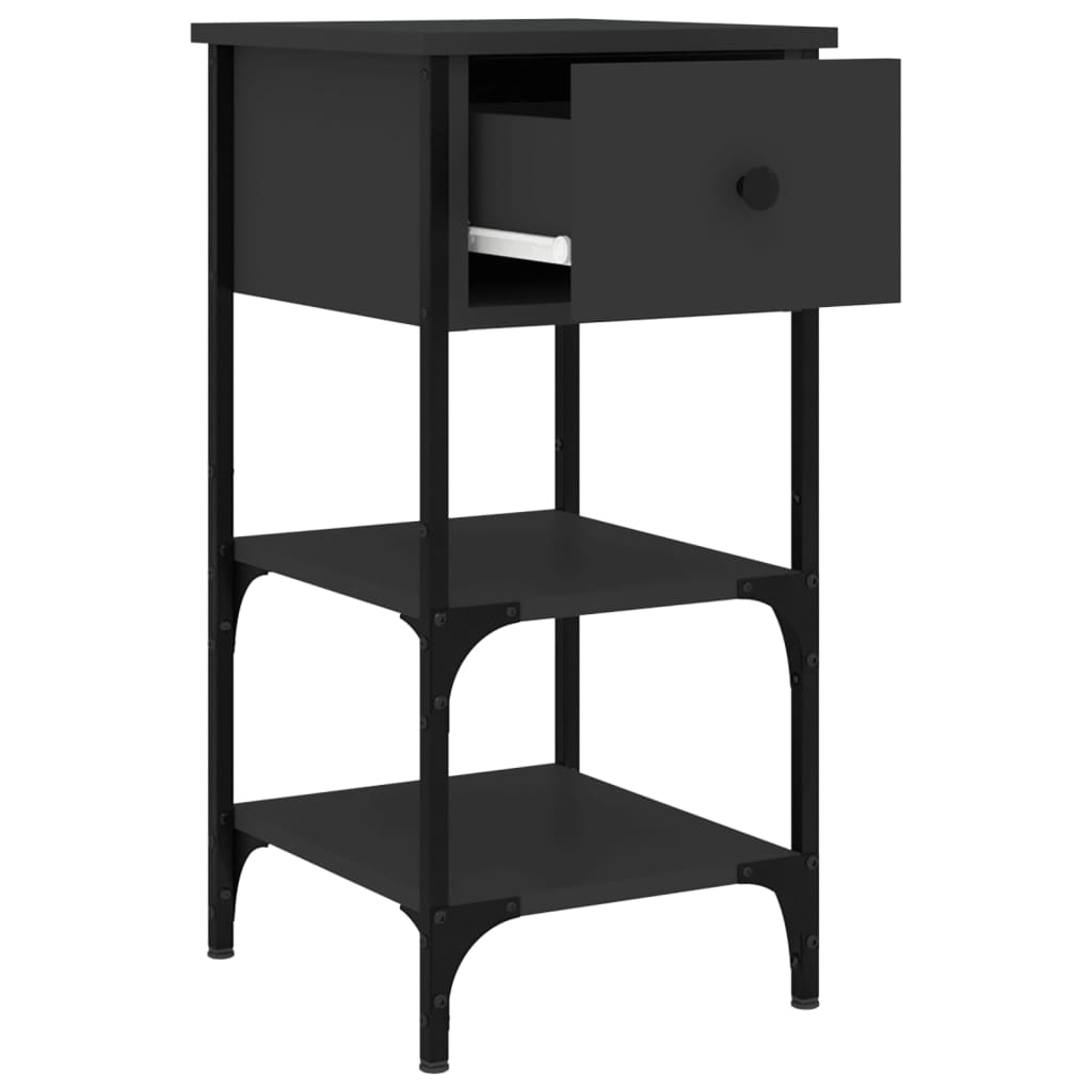 vidaXL Nachttische 2 Stk. Schwarz 34x36x70 cm Holzwerkstoff
