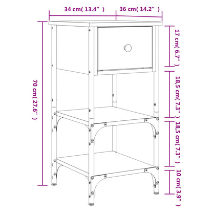 vidaXL Tables de chevet 2 pcs Chêne Sonoma 34x36x70 cm Bois d'ingénierie