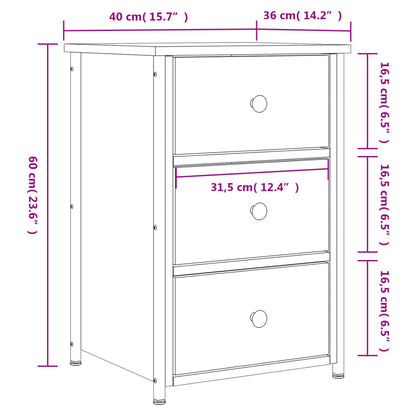 vidaXL Nachttisch Grau Sonoma 40x36x60 cm Holzwerkstoff