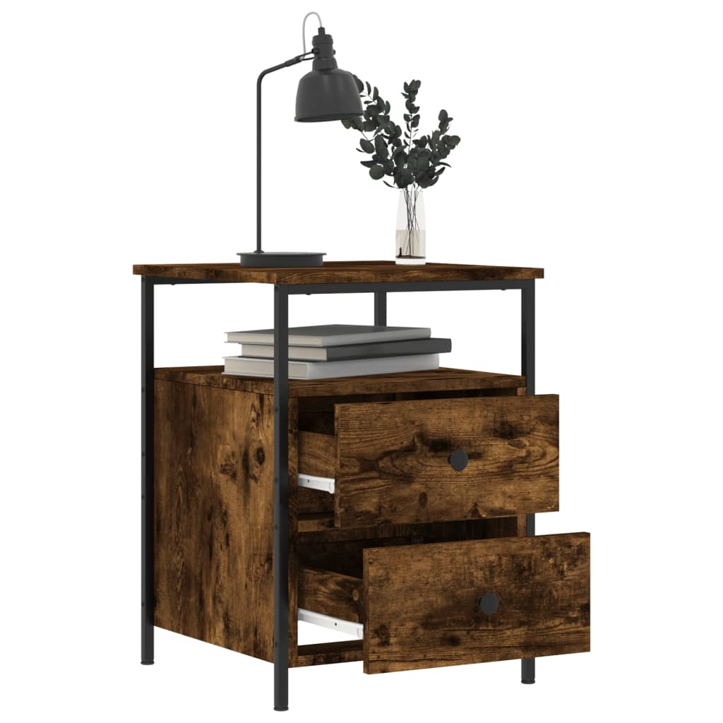 vidaXL Table de chevet chêne fumé 44x45x60 cm bois d'ingénierie