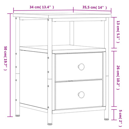vidaXL Nachttisch Sonoma-Eiche 34x35,5x50 cm Holzwerkstoff