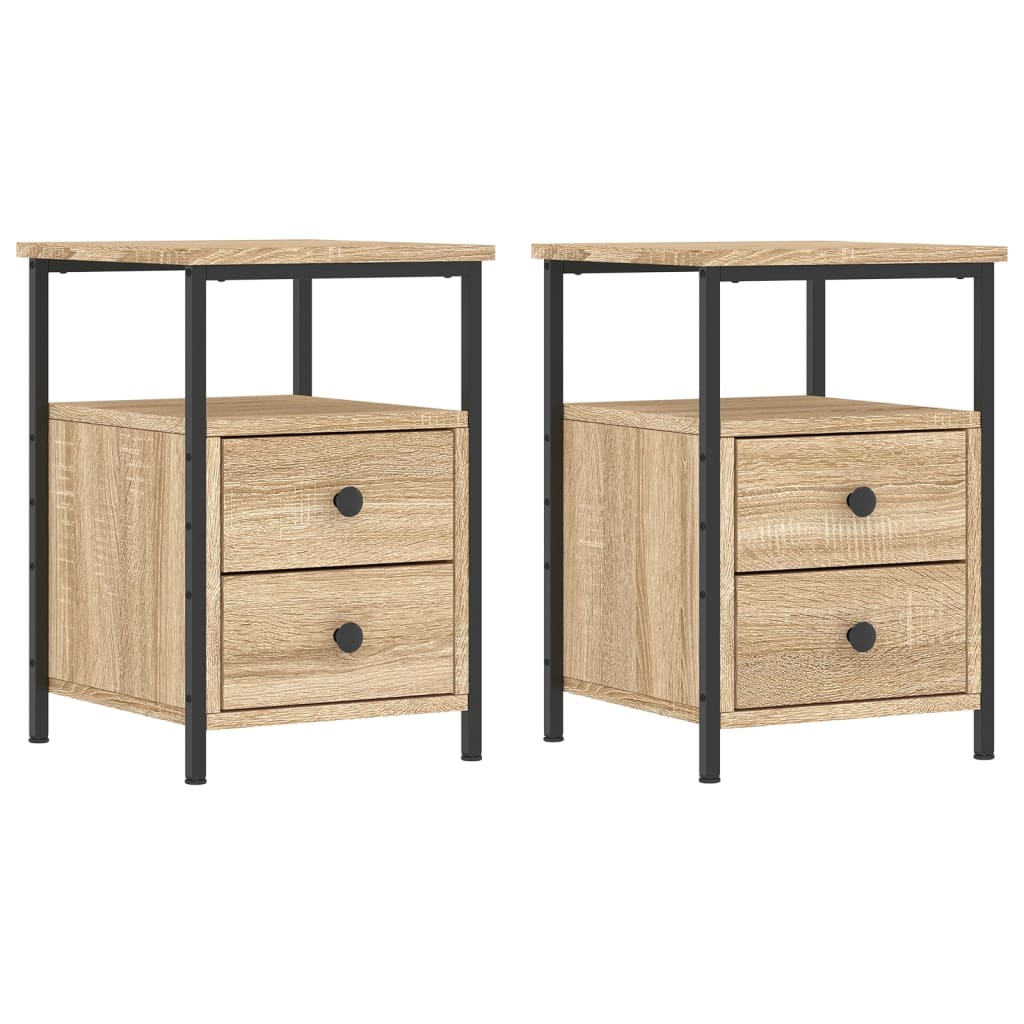 vidaXL Nachttische 2 Stk. Sonoma-Eiche 34x35,5x50 cm Holzwerkstoff