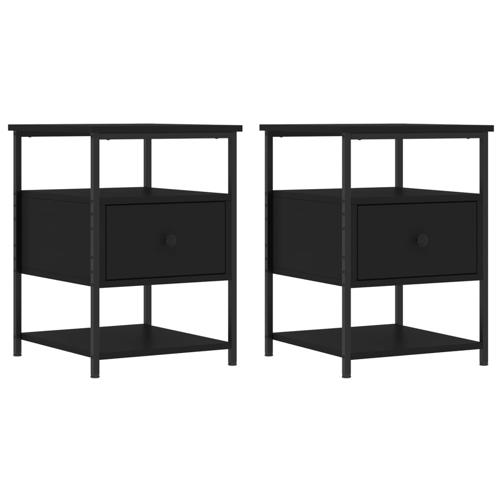 vidaXL Nachttische 2 Stk. Schwarz 40x42x56 cm Holzwerkstoff