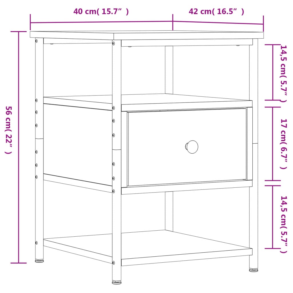 vidaXL Nachttische 2 Stk. Schwarz 40x42x56 cm Holzwerkstoff
