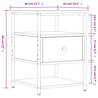vidaXL Tables de chevet 2 pcs Chêne fumé 40x42x56 cm Bois d'ingénierie