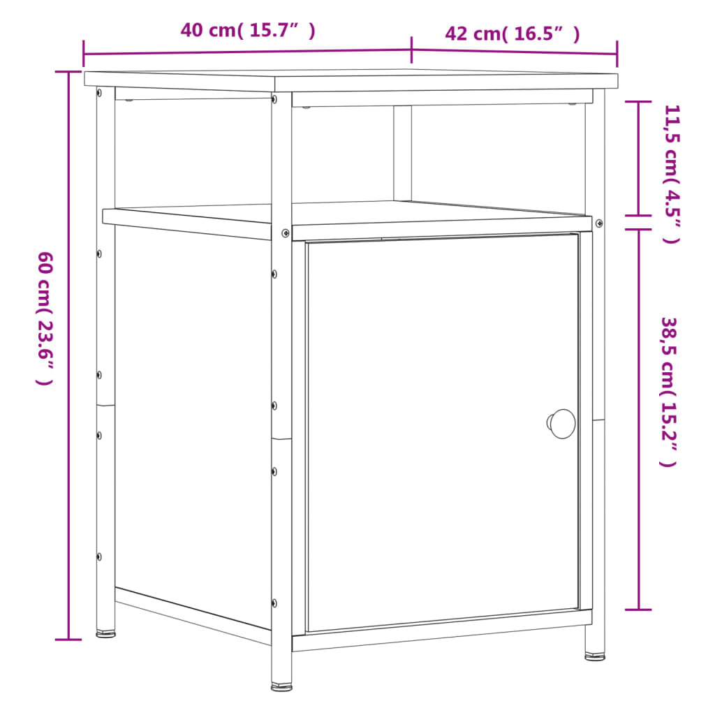 vidaXL Nachttisch Grau Sonoma 40x42x60 cm Holzwerkstoff