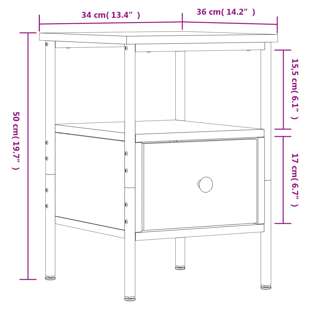vidaXL Nachttisch Schwarz 34x36x50 cm Holzwerkstoff