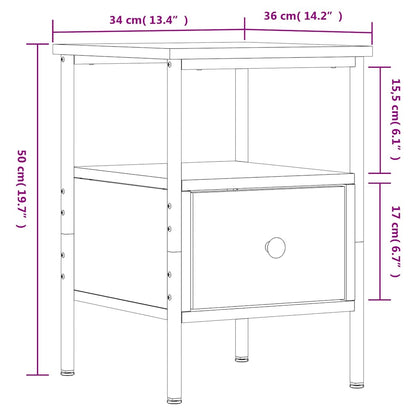 vidaXL Nachttische 2 Stk. Braun Eichen-Optik 34x36x50 cm Holzwerkstoff