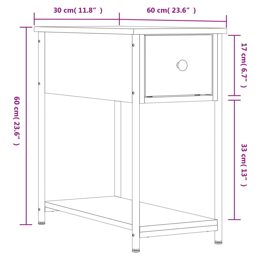vidaXL Nachttische 2 Stk. Sonoma-Eiche 30x60x60 cm Holzwerkstoff
