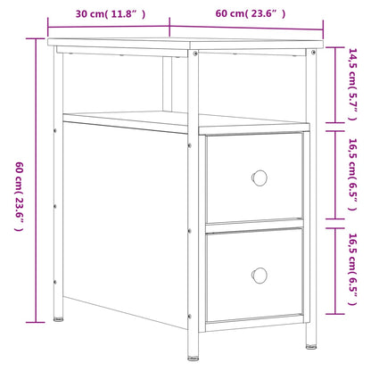 vidaXL Nachttisch Grau Sonoma-Eiche 30x60x60 cm Holzwerkstoff