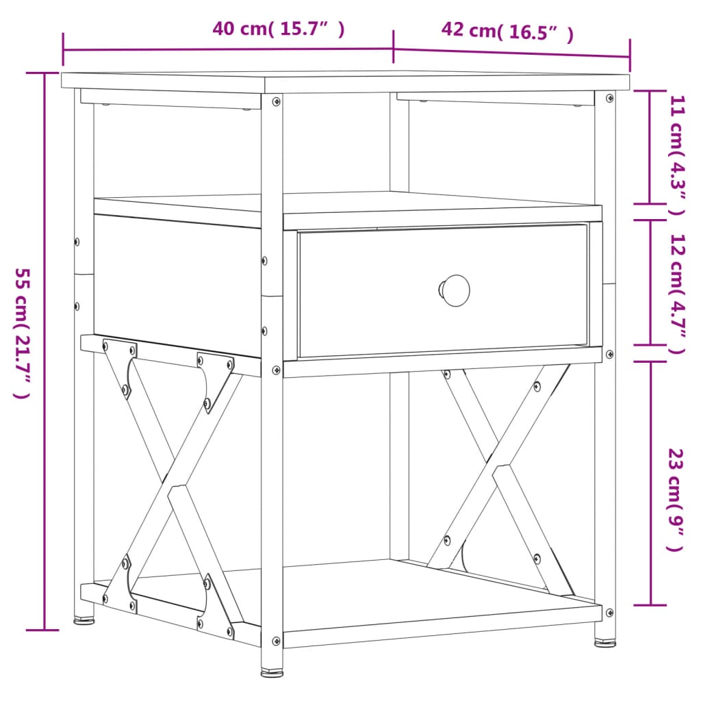 vidaXL Nachttisch Schwarz 40x42x55 cm Holzwerkstoff