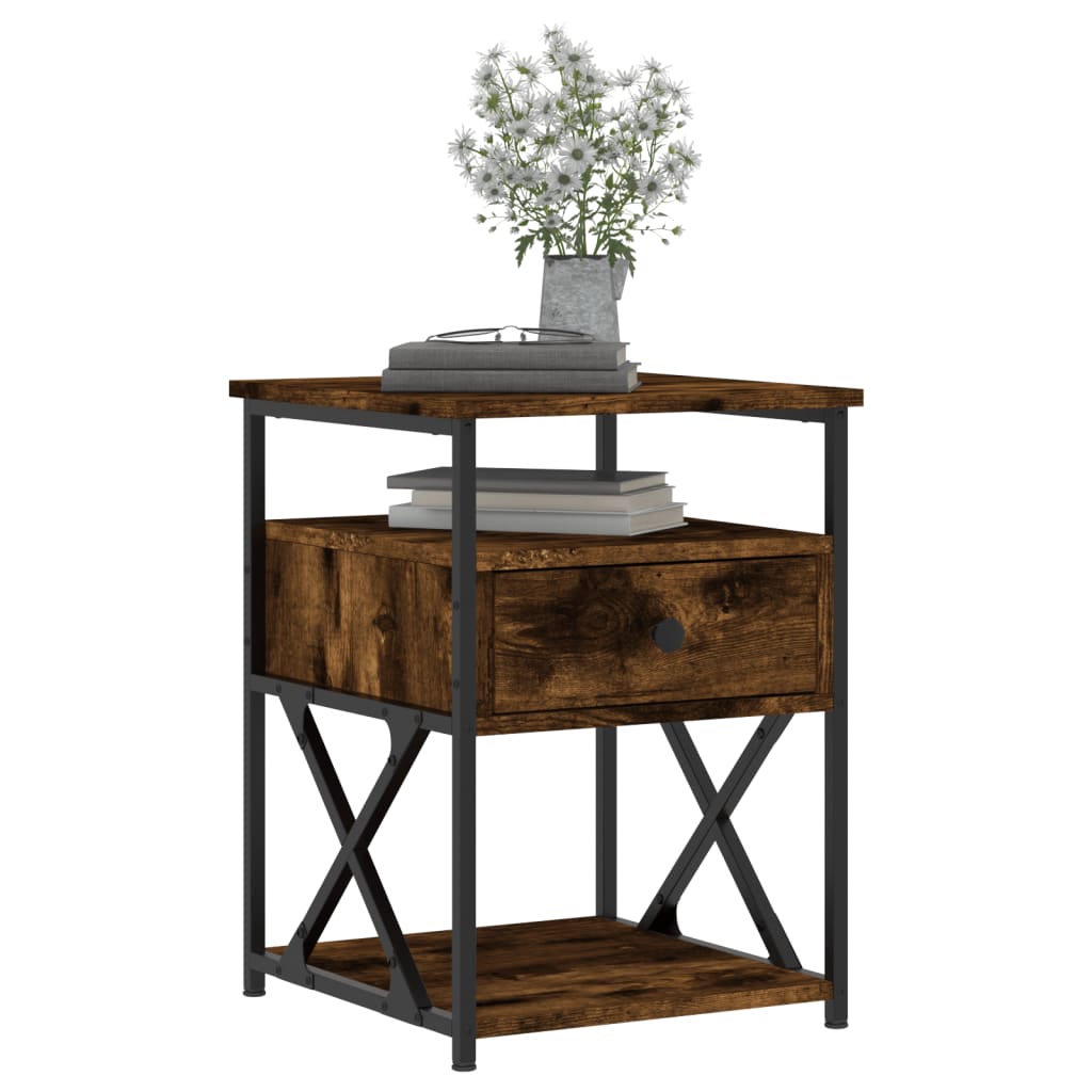 vidaXL Tables de chevet 2 pcs Chêne fumé 40x42x55 cm Bois d'ingénierie
