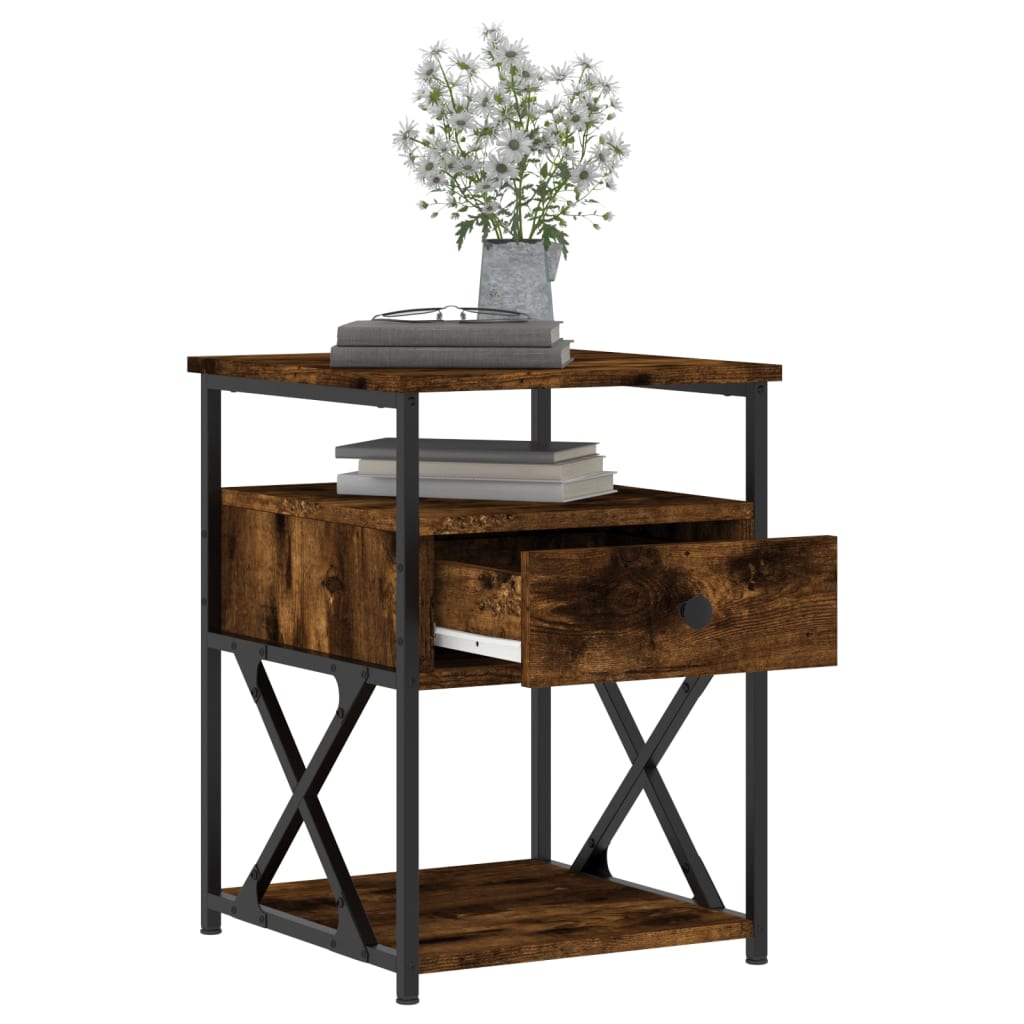 vidaXL Tables de chevet 2 pcs Chêne fumé 40x42x55 cm Bois d'ingénierie