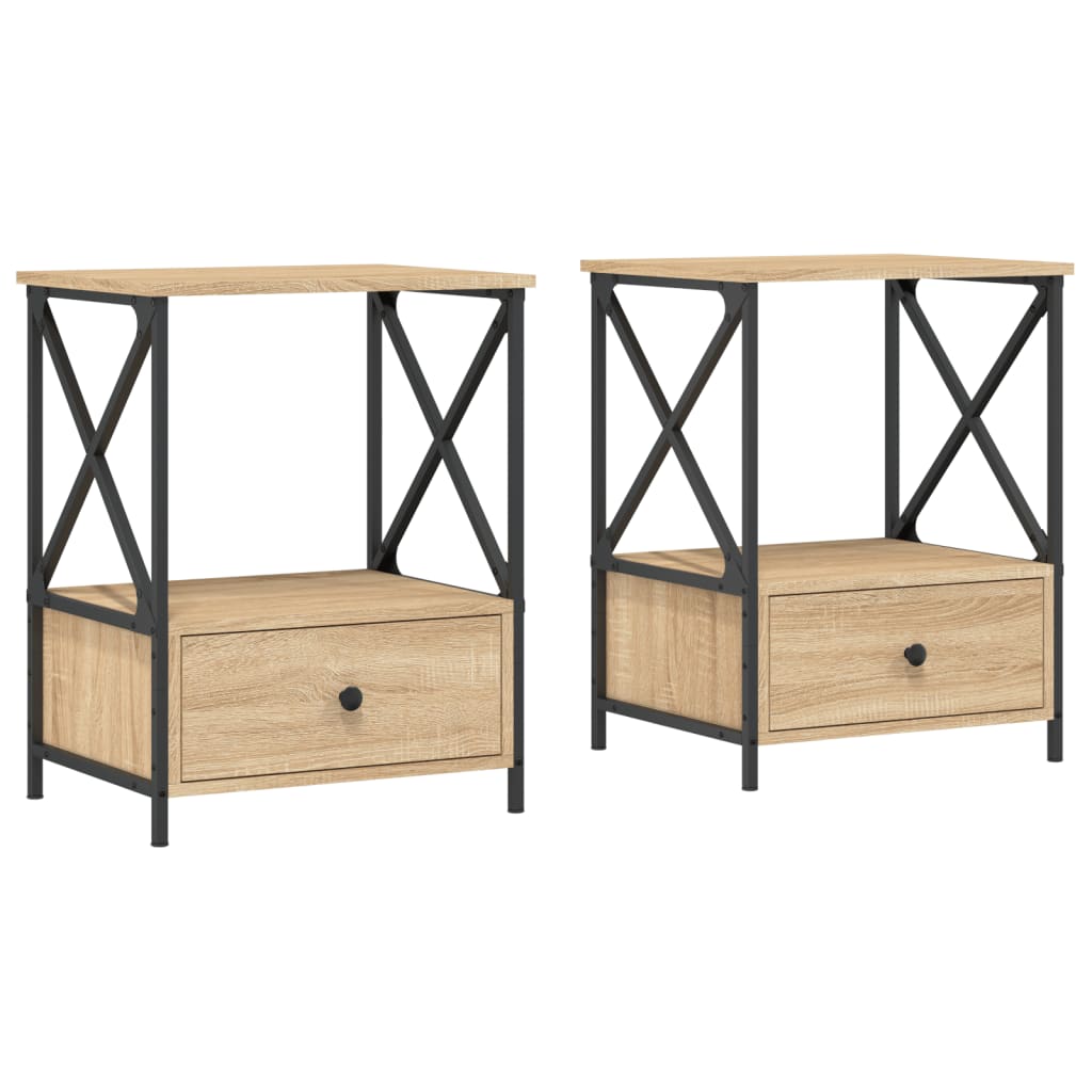 vidaXL Tables de chevet 2 pcs Chêne Sonoma 50x41x65 cm Bois d'ingénierie